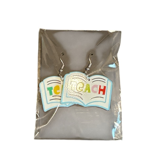 3/$20 Colorful 'Teach' Book Earrings - Picture 7 of 7
